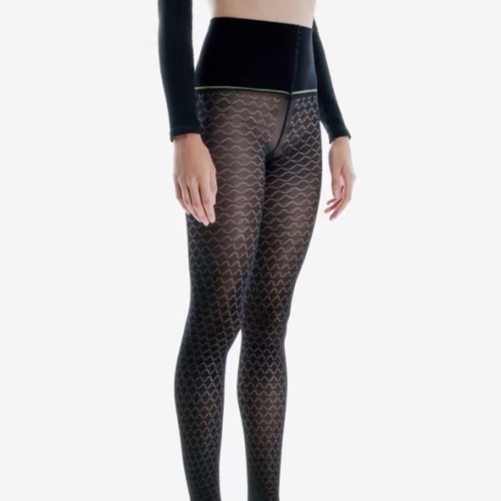 Latticed Classic Semi-Opaque Rip-Resist Tights (Black, X-Small)